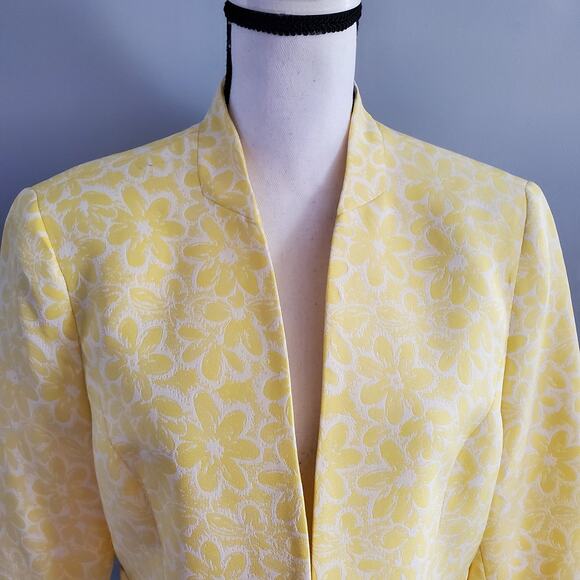 Kasper Yellow Floral Daisy Pattern Career Blazer 14 - Picture 3 of 9